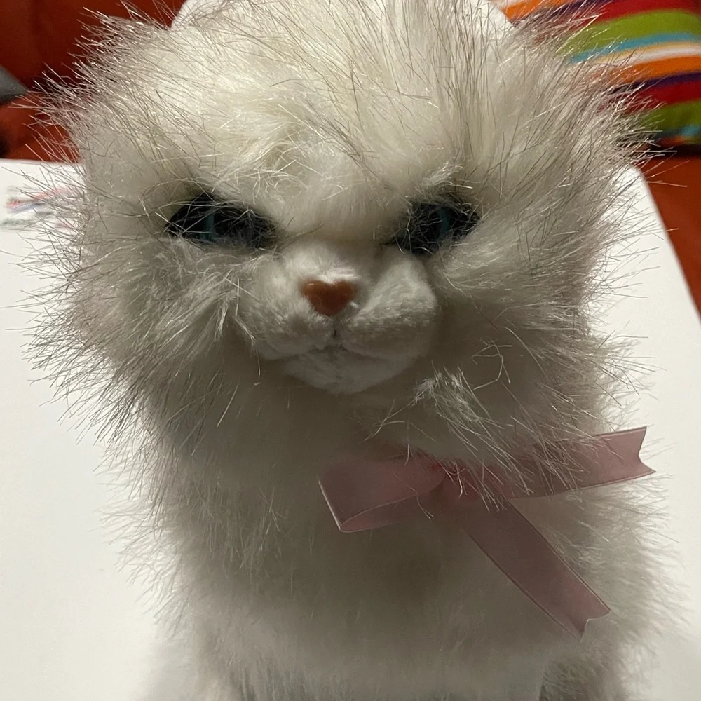 Luna THi Lily Charming White Cat Plush with Pink Bow